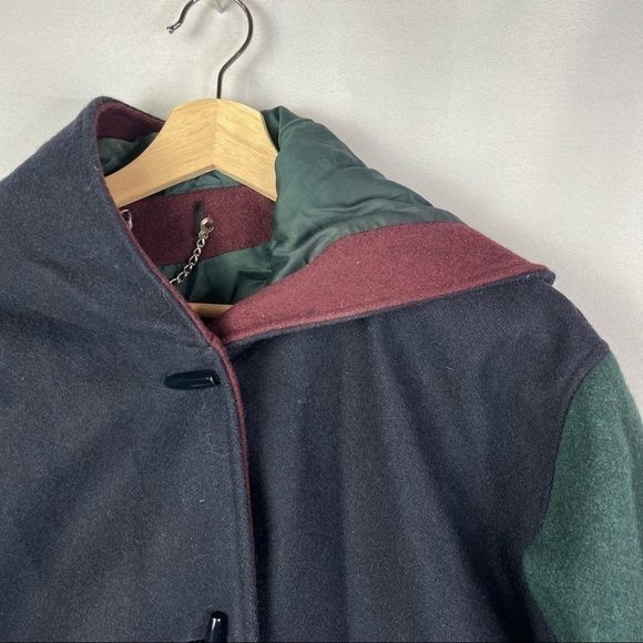 New York Girl Vintage Y2K Colorblock Wool Trench Coat M - Picture 3 of 6